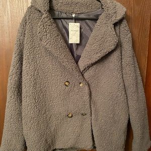 NWT Dark Grey Teddy Peacoat (XL)